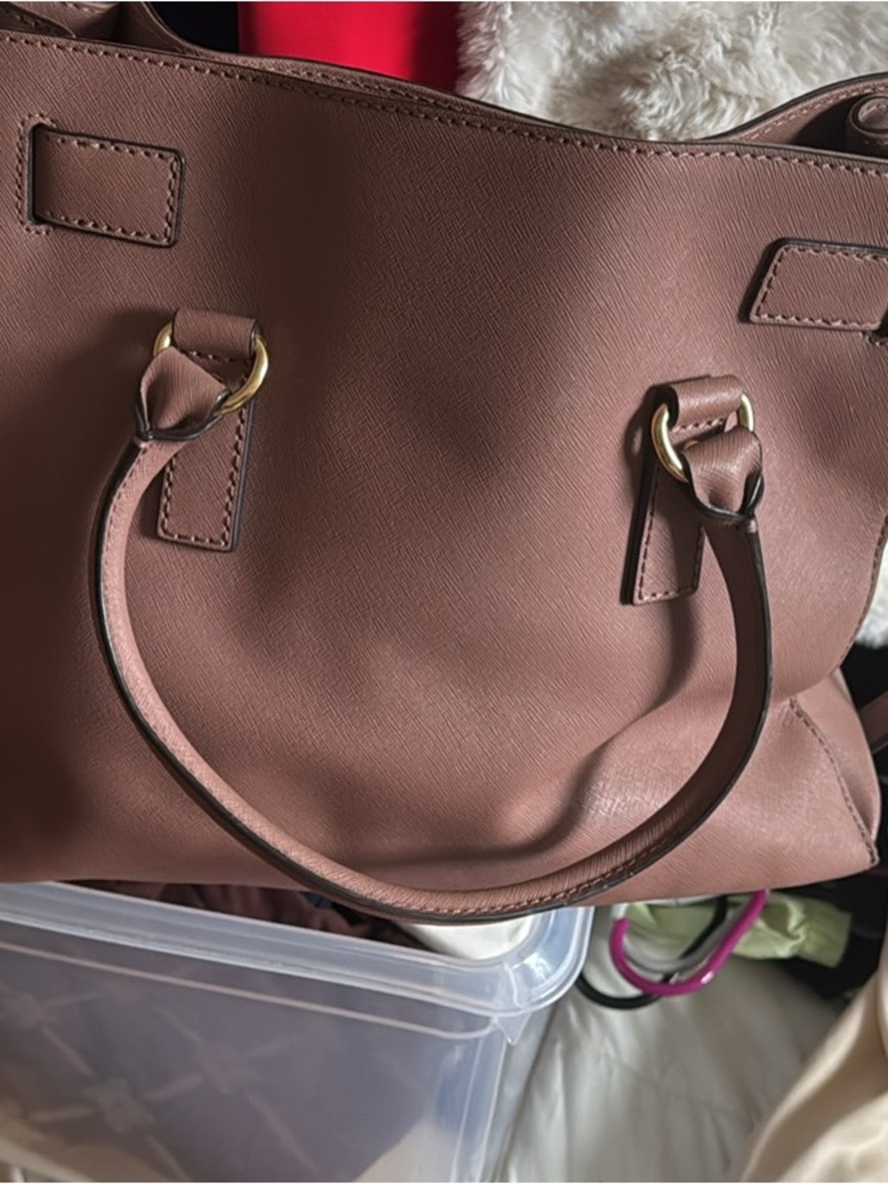 Michael Kors Rosebrown Saffiano Leather Shoulder Tote